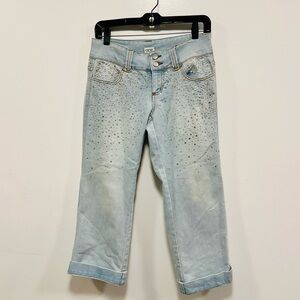 Cache vintage Y2K Light Blue Embellished capris Jeans Size 2